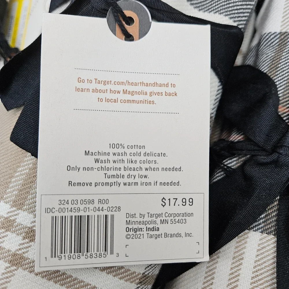2 Hearth and Hand with Magnolia Tan & Gray Plaid Table Runner 14
